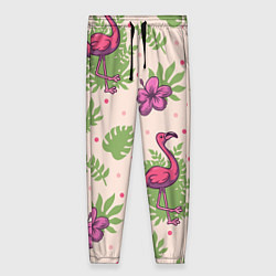 Женские брюки Цветочные фламинго