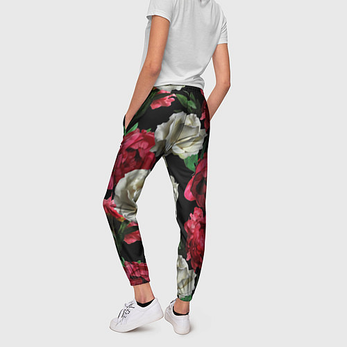 Женские брюки Красные и белые розы / 3D-принт – фото 4