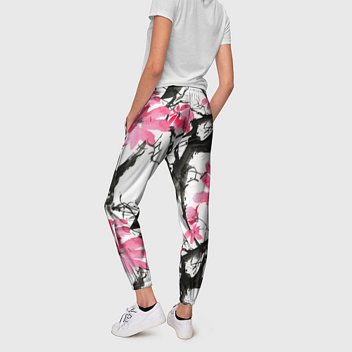 Женские брюки Цветущая сакура / 3D-принт – фото 4