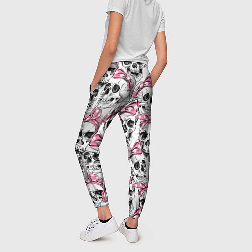 Женские брюки Черепа в розовых платках / 3D-принт – фото 4