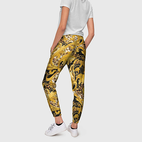 Женские брюки Золотой лиственный узор / 3D-принт – фото 4