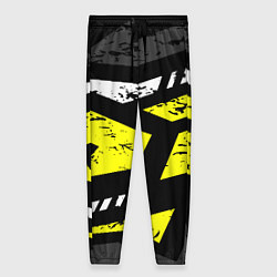Брюки женские Black yellow abstract sport style, цвет: 3D-принт