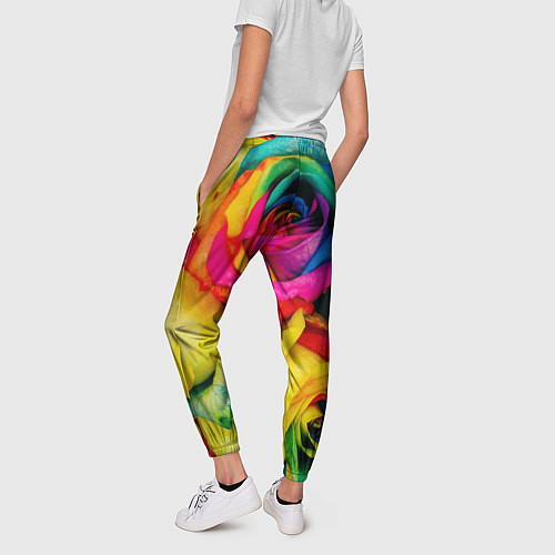 Женские брюки Разноцветные розы / 3D-принт – фото 4
