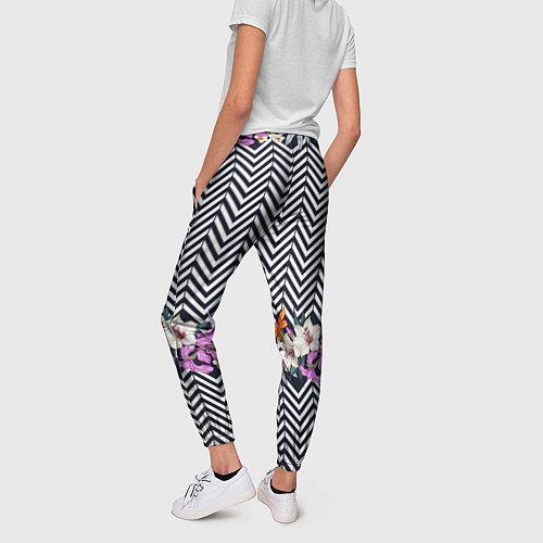 Женские брюки Тропически цветы с орнаментом / 3D-принт – фото 4