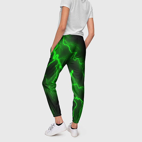 Женские брюки МОЛНИЯ GREEN NEON / 3D-принт – фото 4