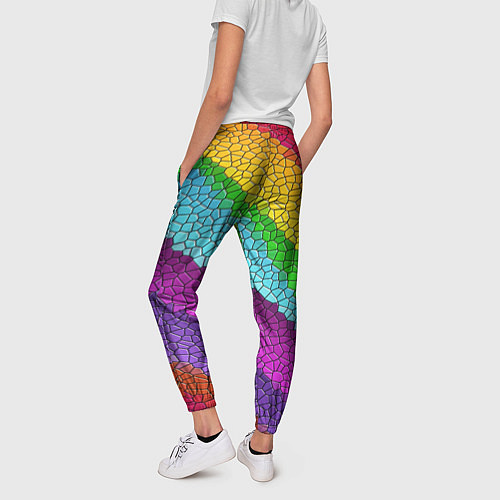 Женские брюки Яркая мозаика радуга диагональ / 3D-принт – фото 4