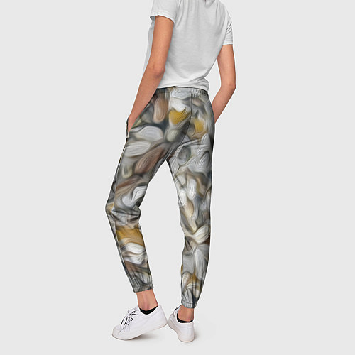 Женские брюки Желто-серый каменный узор / 3D-принт – фото 4
