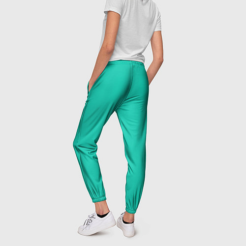Женские брюки Бискайский зеленый без рисунка / 3D-принт – фото 4