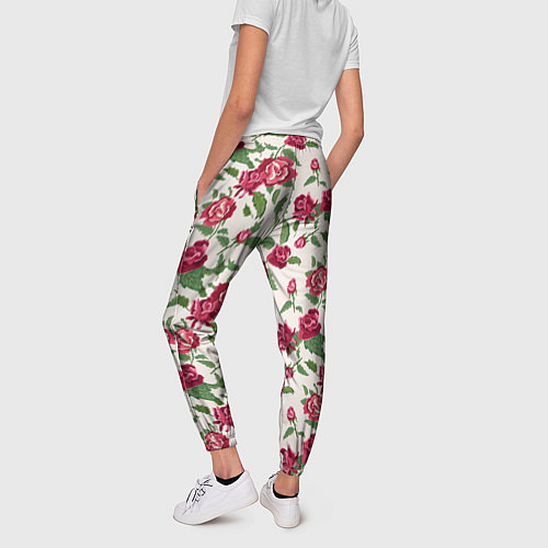 Женские брюки Узор из красных роз / 3D-принт – фото 4
