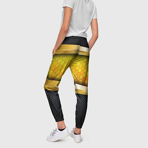 Женские брюки 3D ЗОЛОТЫЕ СОТЫ БРОНЯ 3Д / 3D-принт – фото 4
