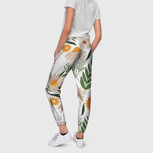Женские брюки Цветы и листья / 3D-принт – фото 4