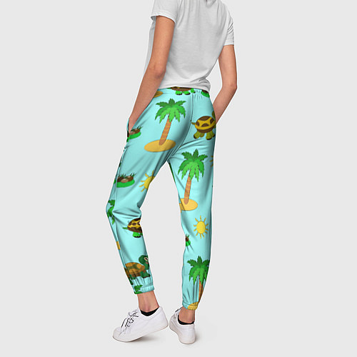 Женские брюки Черепашки и пальмы / 3D-принт – фото 4