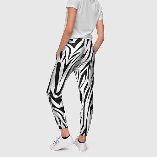 Женские брюки Черно-белая зебра / 3D-принт – фото 4