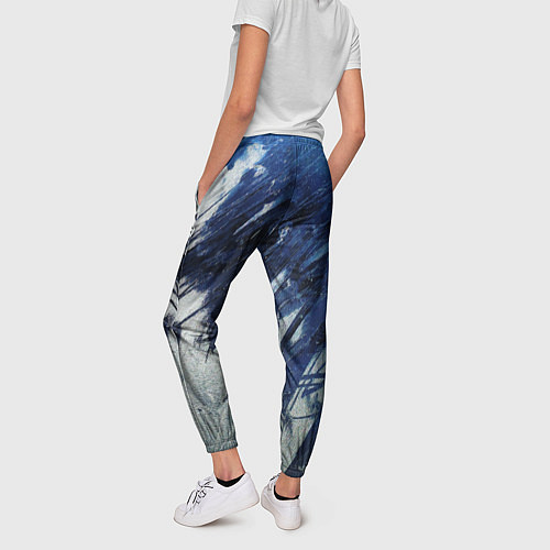 Женские брюки Серо-синее абстрактное / 3D-принт – фото 4