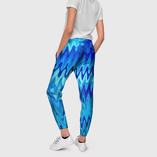 Женские брюки Синий-голубой абстрактный узор / 3D-принт – фото 4