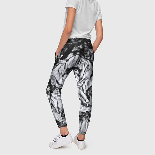 Женские брюки Черно-белый узор Маки / 3D-принт – фото 4