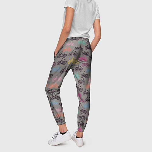 Женские брюки Цветные велосипеды паттерн / 3D-принт – фото 4