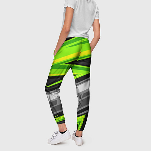 Женские брюки Зеленые линии / 3D-принт – фото 4