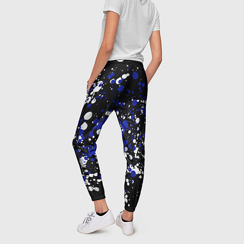 Женские брюки Сине-белые капли краски / 3D-принт – фото 4