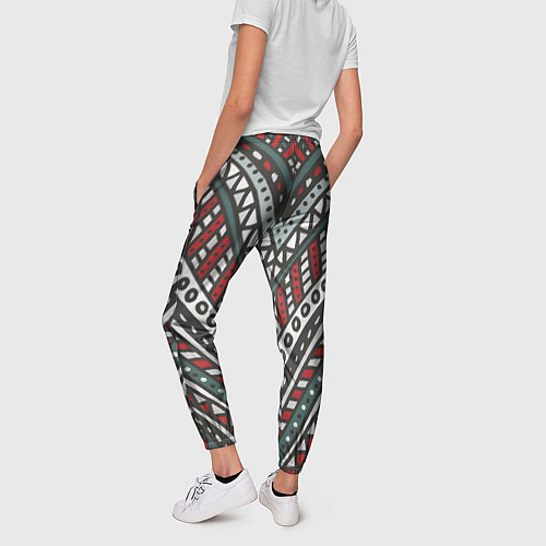 Женские брюки Узор абстракция Рисунок от руки в стиле дудл Красн / 3D-принт – фото 4