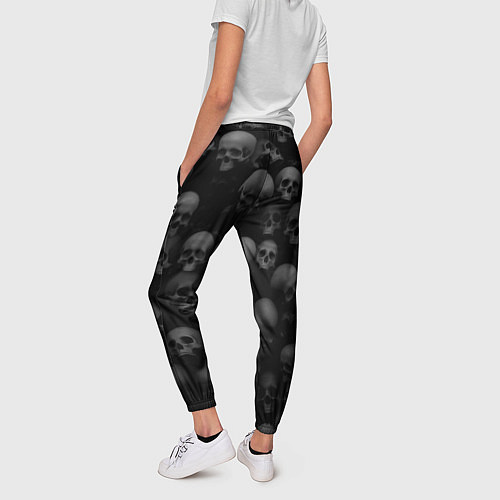Женские брюки Черепа на черном фоне паттерн / 3D-принт – фото 4