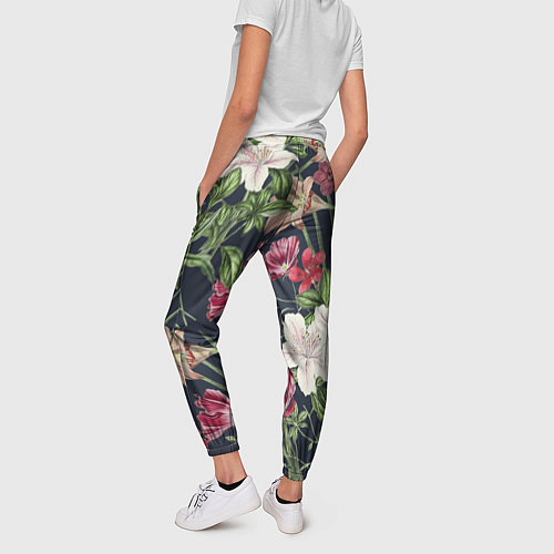 Женские брюки Цветы Розовые / 3D-принт – фото 4