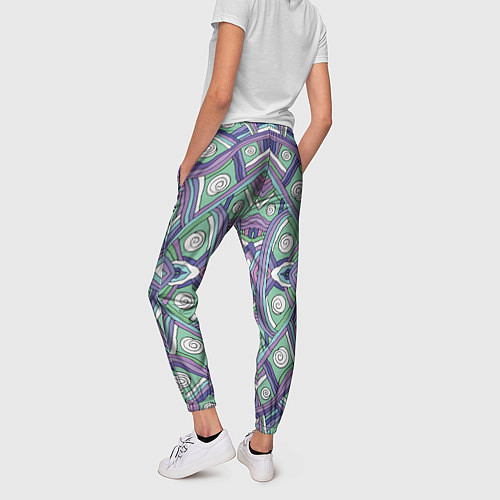 Женские брюки Абстрактный разноцветный принт в дудл стиле / 3D-принт – фото 4