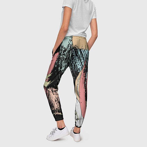 Женские брюки Абстрактные мазки цветной краской abstraction / 3D-принт – фото 4
