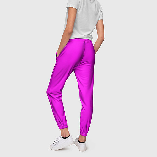 Женские брюки Однотонный розовый неоновый Пион / 3D-принт – фото 4