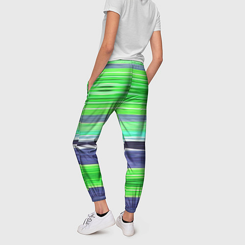 Женские брюки Сине-зеленые абстрактные полосы / 3D-принт – фото 4