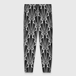 Брюки женские Черно-белый модный геометрический узор арт деко, цвет: 3D-принт