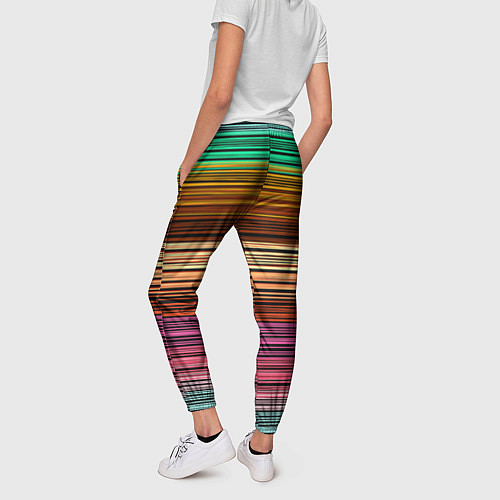 Женские брюки Multicolored thin stripes Разноцветные полосы / 3D-принт – фото 4