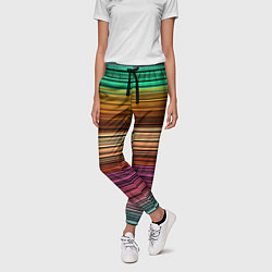 Брюки женские Multicolored thin stripes Разноцветные полосы, цвет: 3D-принт — фото 2