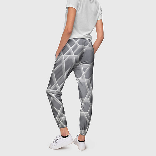 Женские брюки Белые неоновые соты / 3D-принт – фото 4