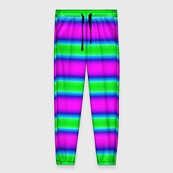 Брюки женские Зеленый и фиолетовые яркие неоновые полосы striped, цвет: 3D-принт