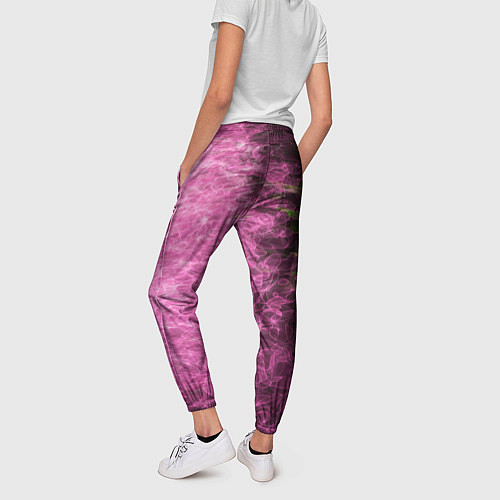 Женские брюки Неоновые волны на воде - Розовый / 3D-принт – фото 4