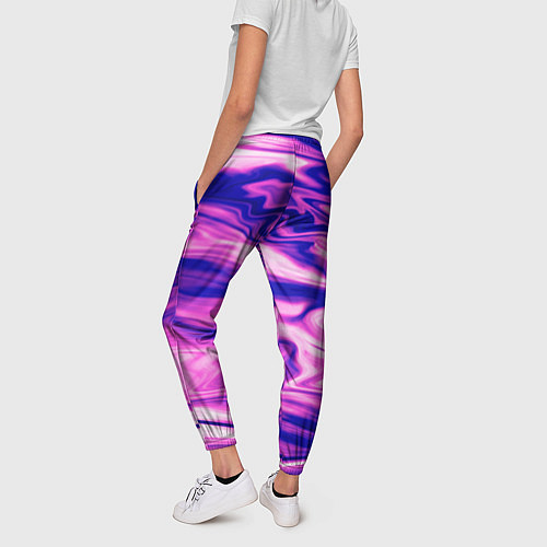 Женские брюки Розово-фиолетовый мраморный узор / 3D-принт – фото 4