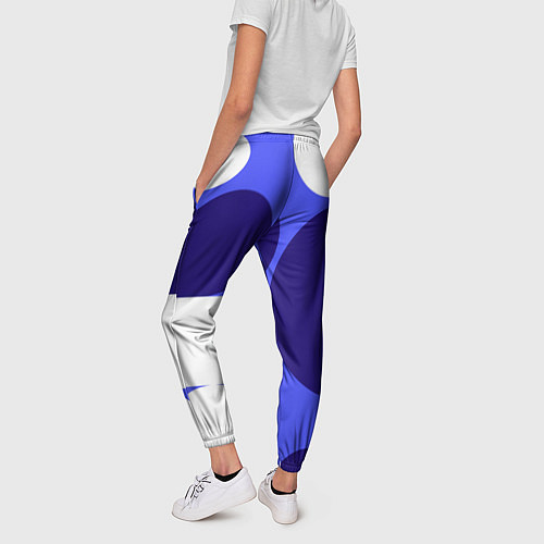 Женские брюки Абстрактный набор геометрических фигур - Синий фон / 3D-принт – фото 4