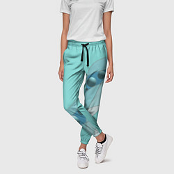 Брюки женские Голубая геометрическая абстракция Круги и сферы Го, цвет: 3D-принт — фото 2