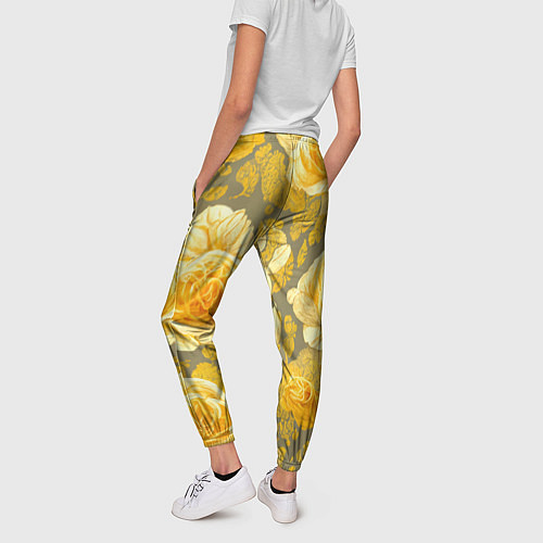 Женские брюки Яркие желтые бутоны / 3D-принт – фото 4