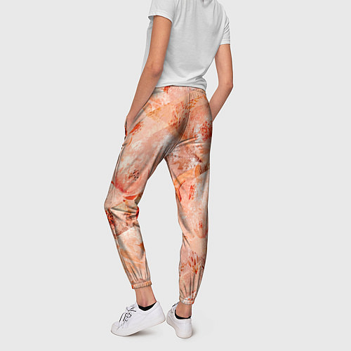 Женские брюки Гранжевый цветочный узор, коралловый фон / 3D-принт – фото 4