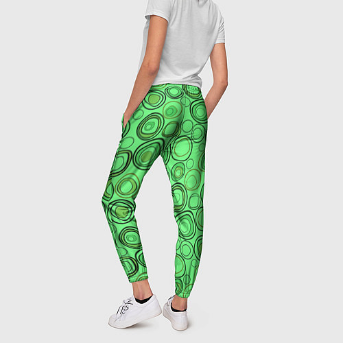 Женские брюки Ярко-зеленый неоновый абстрактный узор / 3D-принт – фото 4