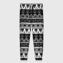 Брюки женские Черно-белый скандинавский орнамент, цвет: 3D-принт