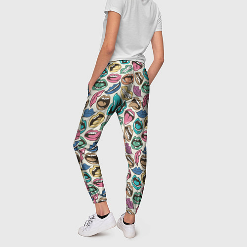 Женские брюки Губы разноцветные поп арт / 3D-принт – фото 4