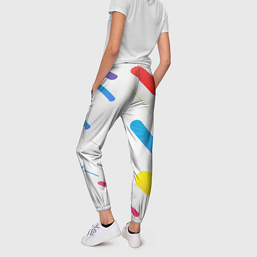 Женские брюки Разноцветные круги и полосы / 3D-принт – фото 4