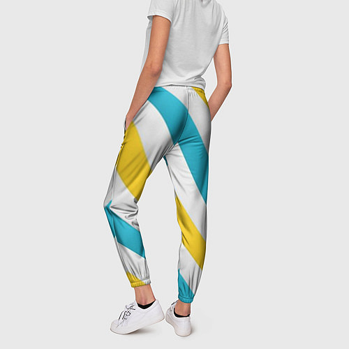 Женские брюки Желтые и синие полосы / 3D-принт – фото 4