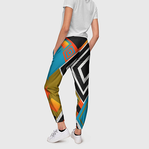 Женские брюки Фон из разноцветных квадратов / 3D-принт – фото 4