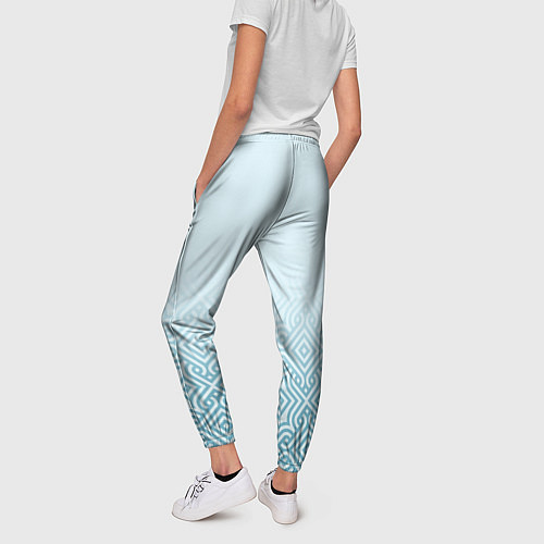 Женские брюки Светло-голубые узоры / 3D-принт – фото 4
