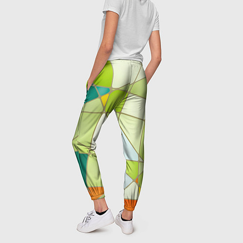 Женские брюки Абстрактный салатовый стеклянный паттерн / 3D-принт – фото 4