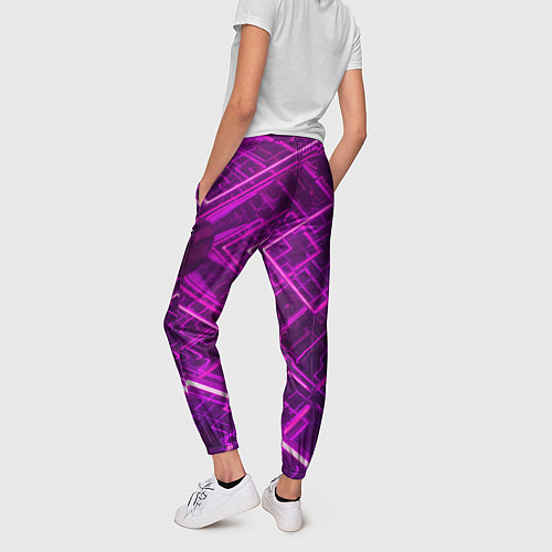 Женские брюки Абстрактные геометрические фиолетовые объекты / 3D-принт – фото 4
